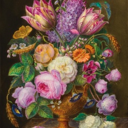 Пазл: Букет с веткой сирени