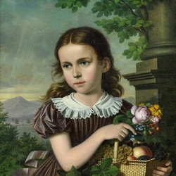 Пазл: Девочка с фруктами