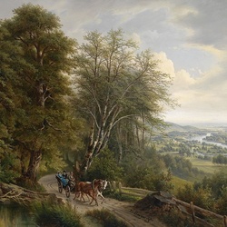 Пазл: Пейзаж с коляской