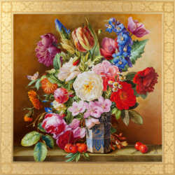 Пазл: Букет и вишни