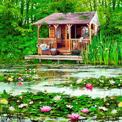 Пазл: Домик у озера