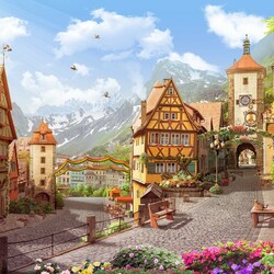 Пазл: Город в цветах