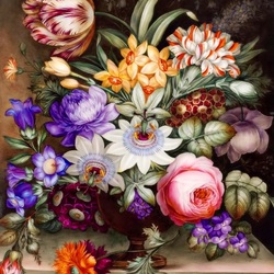 Пазл: Цветы на фарфоре