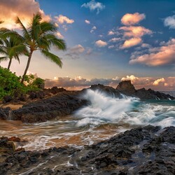 Пазл: Прибой на скалистом тропическом побережье