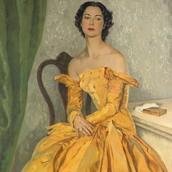 Пазл: Симон Жантиль в желтом платье 