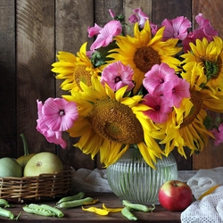 Пазл: Букет с подсолнухами