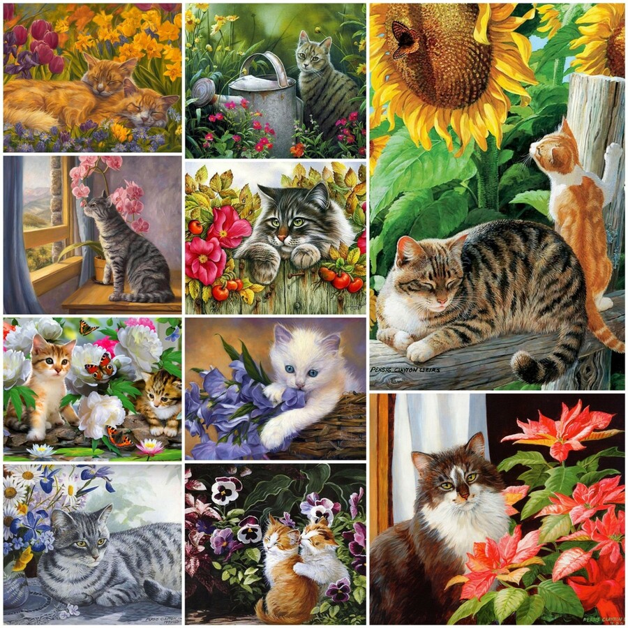 Пазл «Коты и цветы» из 841 элементов | Собрать онлайн пазл №172946