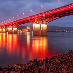 Пазл: Вечерний мост через Енисей