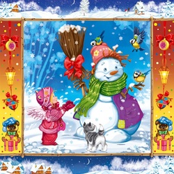 Пазл: Снеговичок