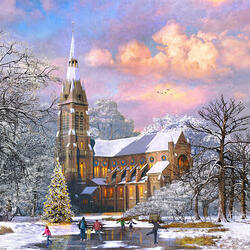 Пазл: Каток перед храмом