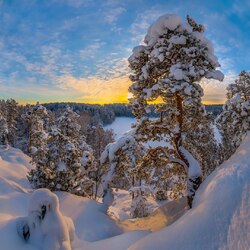 Пазл: Зимний закат