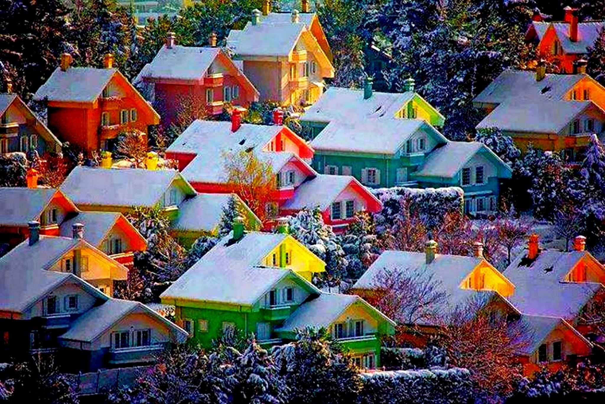 Норвежская деревня зимой
