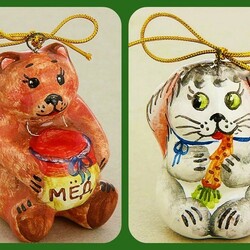 Пазл: Ёлочные зверушки из керамики