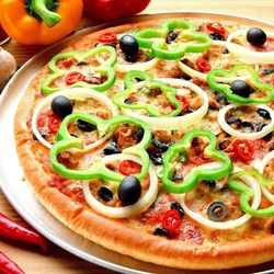 Пазл: Пицца с перцем и маслинами