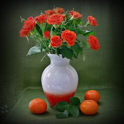 Пазл: Розы и мандарины