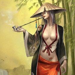 Пазл: Девушка с трубкой