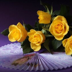 Пазл: Розы и веер