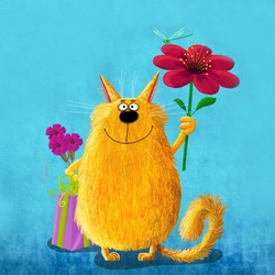 Пазл: Поздравительный котик