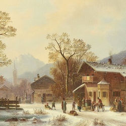 Пазл: Горная деревня зимой