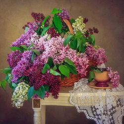 Пазл: Корзина с сиренью