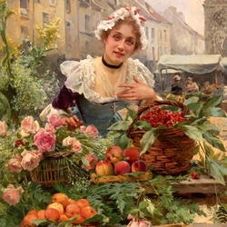 Пазл: Продавщица цветов