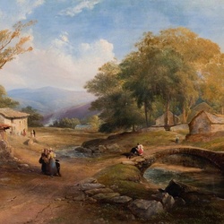 Пазл: Пейзаж с мостом 