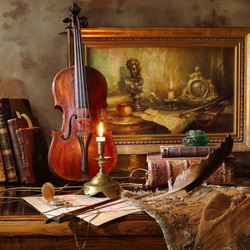 Пазл: Натюрморт со скрипкой и картиной