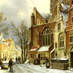Пазл: Голландский город зимой