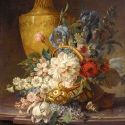 Пазл: Натюрморт с букетом и вазой 