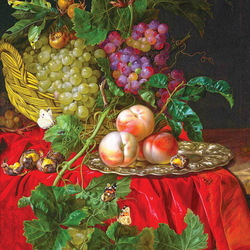 Пазл: Цветочный натюрморт с фруктами 