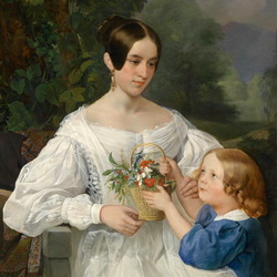 Пазл: Великая княгиня Елена Павловна с дочерью Марией 