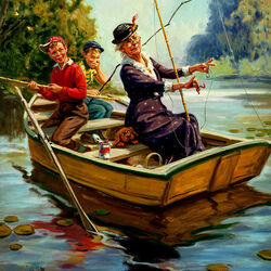 Пазл: С бабулей на рыбалке