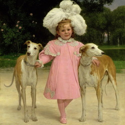 Пазл: Алиса Антуанетта де ла Мар с собаками 