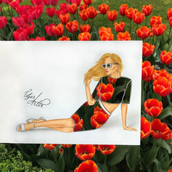 Пазл: Платье из тюльпанов