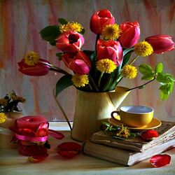 Пазл: Тюльпаны и одуванчики