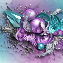 Пазл: Цветы и кристалы