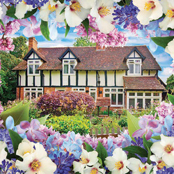 Пазл: Дом в цветочной рамке