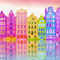 Пазл: Разноцветные дома