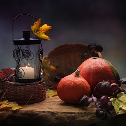 Пазл: Осенние плоды и свеча