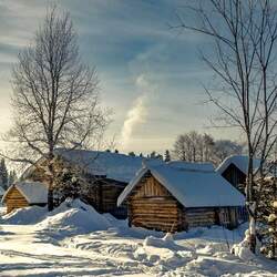 Пазл: Зима в деревне