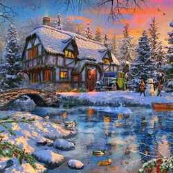 Пазл: Зимний коттедж
