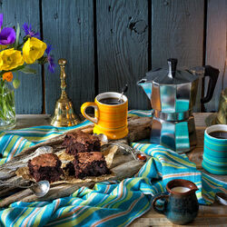 Пазл: Кофе и вишнево-шоколадные брауни