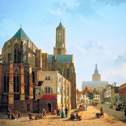Пазл: Вид хора и башни собора Утрехт