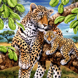 Пазл: Леопарды