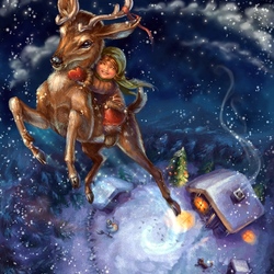 Пазл: На оленях