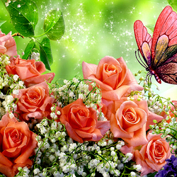 Пазл: Розы и ландыши