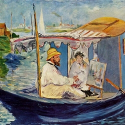 Пазл: Клод Моне и его жена в лодке