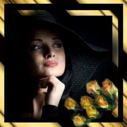 Пазл: Девушка с желтыми розами