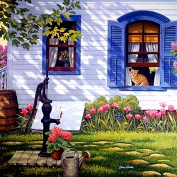 Пазл: Кошка на окошке