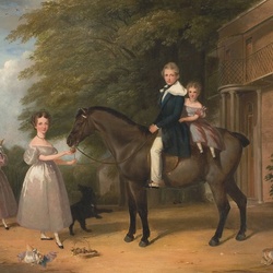 Пазл: Дети с лошадью и собакой 